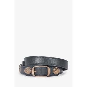 Balenciaga Grey Leather Silver Toned Studded Bracelet Size S